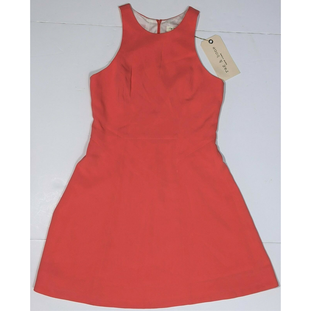 NEW Rag & Bone Adeline Coral Sleeveless Lined Zip Fit Flare Short Dress Womens 2